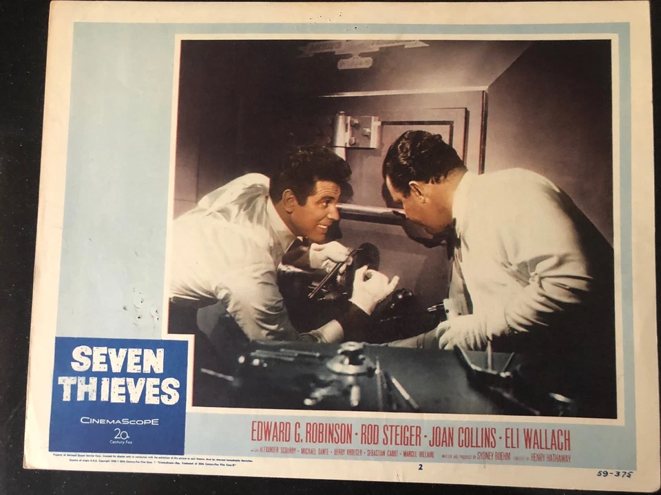 GENUINE VINTAGE 1960 EDWARD G ROBINSON ‘SEVEN THEIVES’ LOBBY CARD - image 1 of 1