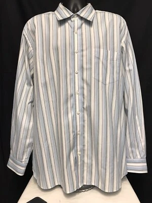 Gap Classic Fit Blue White Print Long Sleeve  Men's Shirt Sz 18 — 第 1/4 张图片