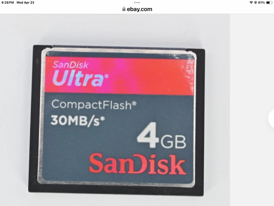 Sandisk Ultra Genuine 4GB 30MB/s CF Compact Flash Camera Memory Card - Image 1 of 1