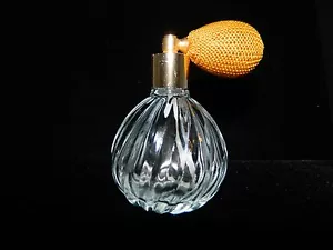 Botella de perfume vintage de vidrio cortado en forma de bombilla con efecto ondulado con atomizador - Imagen 1 de 3