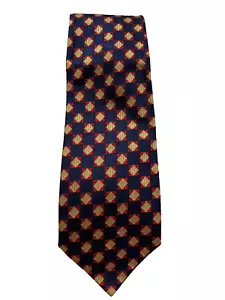Paul Stuart NY Krawatte blau/rot/gold geometrisches Muster 100 % Seide Made in England! - Bild 1 von 4