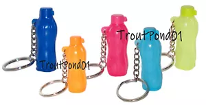 Tupperware Keychains Eco Bottle Set 5 Pink Blue Green Orange Aqua Mini Key Chain - Picture 1 of 7