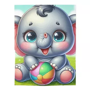 Baby Toddler Blanket Adorable Baby Elephant Design 4, 30x40 Gift Everyday - Picture 1 of 5