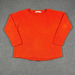 SEASALT Jumper Womens UK 16 Red Fruity 2 Merino Wool Chunky Knit 3/4 Sleeve - Picture 1 of 8