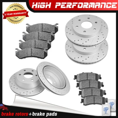 Передние и задние перфорированные тормозные колодки роторов для Chevy Silverado GMC Sierra 1500 Yukon - Изображение 1 из 4