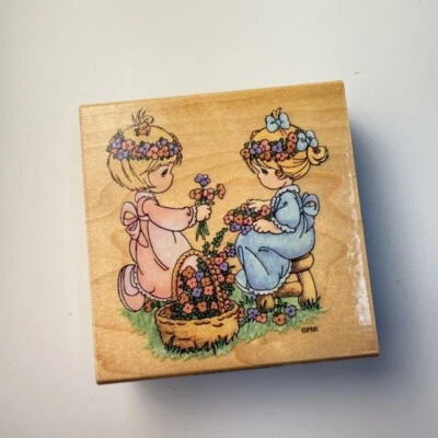 Friendship Blooms~Girls~Love~Precious Moments Rubber Stamp~Stampendous UQ002 - Image 1 of 4