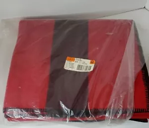 2003 Marlboro 100% Wool Blanket Red w/Black Stripe Thick 69" x 54" - Picture 1 of 7