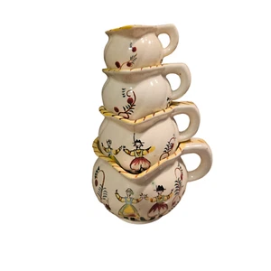 Vintage Measuring Cups 4ct Handpainted Ceramic 1/8, 1/4, 1/2, 1 Cup Capacity - Picture 1 of 13