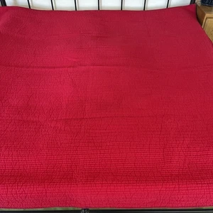 Pottery Barn Kids Quilt Channel Pick Stick Full Solid Red - Picture 1 of 8