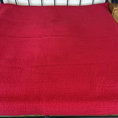 Pottery Barn Kids Quilt Channel Pick Stick Full Solid Red - Image 1 of 4