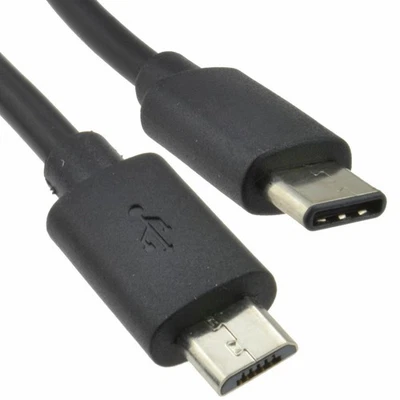 USB C Type Male Plug to Micro B Data Sync & Charge Cable 1m/2m - Image 1 of 4