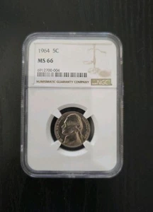 1964 Jefferson Nickel 5c - NGC GRADED MS66 - Picture 1 of 2