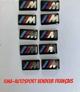 10 AUTOCOLLANT STICKERS 3D  Logo BMW M Motorsport JANTES VOLANT 17mm X 9mm - Photo 1/2