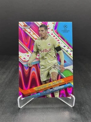 2024-25 Topps Finest UEFA Soccer Oscar Gloukh Pink Raywave 096/250 #13 - Image 1 of 2