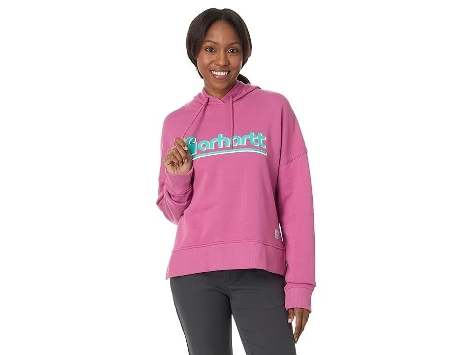 Carhartt Women's L Hooded Sweatshirt Pink Tencel Fiber Loose Fit Graphic Logo