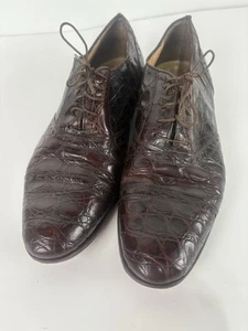 Vintage Polo braun Krokoprägung Vollleder Schnürschuhe Herren Größe 11 - Bild 1 von 7