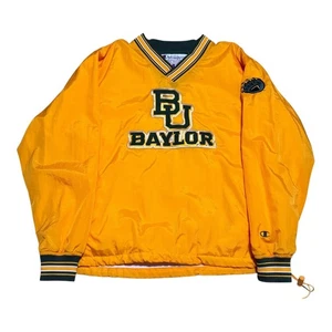 2000s Champion Baylor University Spell Out Logo Gold Windbreaker Men's Medium - Picture 1 of 9