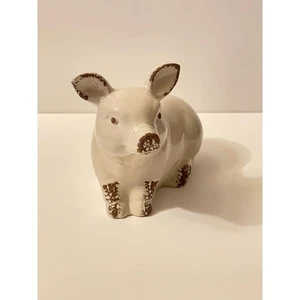Schwein Glas Keramik Figur cremeweiß schön - Bild 1 von 8