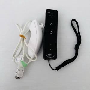 Genuine Official Nintendo Wii Black Remote Motion Plus Inside & Nunchuk RVL-036 - Picture 1 of 7