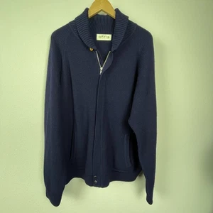 Orvis Men’s Sweater XXL 100% Wool Full Zip Collared Raglan Old Money Academia - Picture 1 of 6