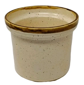 Vaso vintage gres ceramica cock utensili fioriera marrone maculato crema beige 6,5" - Foto 1 di 18