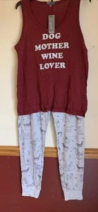 FRENCH BULLDOG AND DACHSHUND 2 Piece Pajama Set Dog Mother Wine Lover - Picture 1 of 7