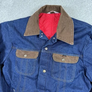 Key Imperial Lined Denim Trucker Jacket Metal snaps Adult Corduroy Insulated VTG - Picture 1 of 5