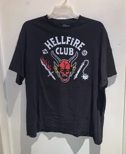Netflix STRANGER THINGS "Hellfire Club" Unisex Black Graphic T-Shirt (Size: 2XL) - Picture 1 of 24