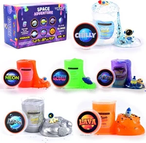 FINOCLAY Slime Kit for Girls Boys, 6 Galaxy Stretchy None Sticky Slime... - Picture 1 of 7