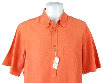 BUGATCHI UOMO Mens MODAL Orange LUXURY S/S EVENING SHIRT - XL - 52" - RRP £85 - Image 1 of 4