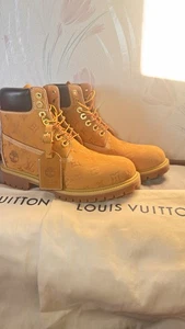 Auth Men’s Louis Vuitton X Timberland Monogram LV Wheat Ankle Boot Sz 8 - Picture 1 of 14