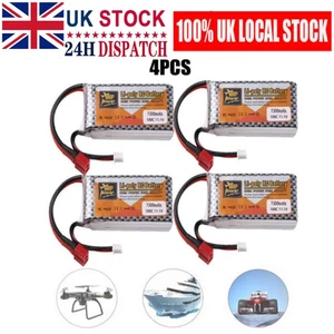 4 piezas 11.1V 1500mAh 3S LiPo Batería 100C Enchufe T para RC Avión Helicóptero Camión - Imagen 1 de 8