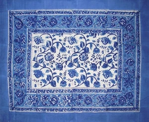 Reversible Cotton Pillow Sham Rajasthan Block Print 28" x 24" Blue - Picture 1 of 2