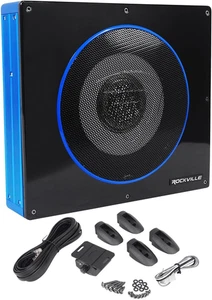 RW8CA 600W Low Profile Under-Seat Active Car Subwoofer, 2 Ohm, Deep Bass, Slim D - Picture 1 of 9