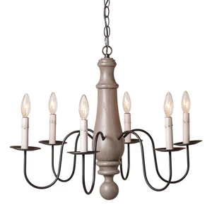 Irvins Country Tinware Large Norfolk Chandelier in Earl Gray - 6 Light - Picture 1 of 1