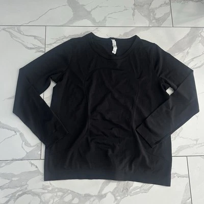 Lululemon Swiftly Relaxed Long-Sleeve Shirt Women Sz 12 Black Relax Fit Sport - Image 1 of 4