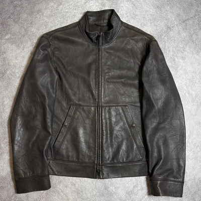 Chaqueta de cuero marrón para hombre Armani Collezioni piel de cordero talla 52 XL Foto 1 de 4