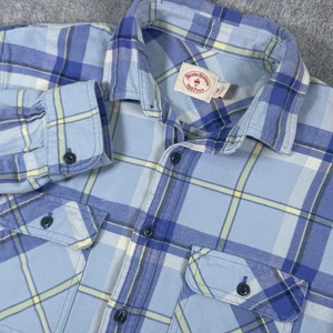 Camisa de franela Brooks Brothers roja polar para hombre M azul a cuadros manga larga - Imagen 1 de 8