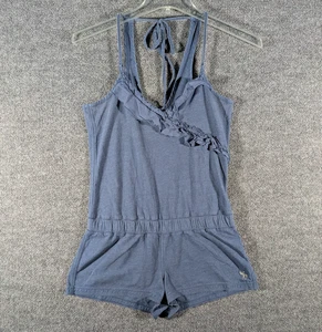 Abercrombie & Fitch Sleeveless Romper Blue Womens Size Small Tie Back Ruffle - Picture 1 of 14