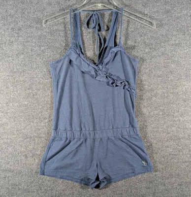 Mameluco sin mangas Abercrombie & Fitch azul para mujer talla pequeña con volantes Foto 1 de 4