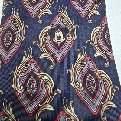 Walt Disney World Mickey Mouse Paisley Mens Neck Tie Navy Blue - Image 1 of 3