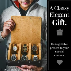 Orologio di lusso in vera pelle rotolo 6 custodia da viaggio espositore in pelle scatola portaoggetti * - Foto 1 di 9
