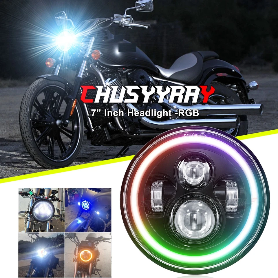 7" Round LED HEADLIGHT DRL For Yamaha XJ XS 250 400 600 650 750 850 1100 Virago — 第 1/4 张图片