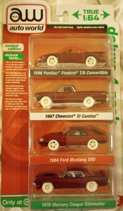 Auto World 1/64 Pack de 4 Red Chase Set 2022 SVO El Camino - Imagen 1 de 5