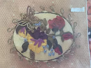 Creative Beginnings Silk Ribbon Embroidery Oval Pin Kit BUTTERFLY'S DELIGHT - Picture 1 of 3