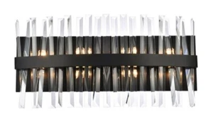 Crystal Wall Sconce Light Fixture Black Dining Room Bedroom Bathroom Vanity 24" - Picture 1 of 7
