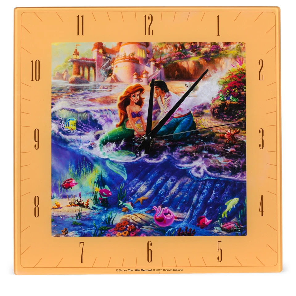 Reloj de pared cuadrado de vidrio Little Mermaid Thomas Kincade azul océano 11 pulgadas Foto 1 de 1