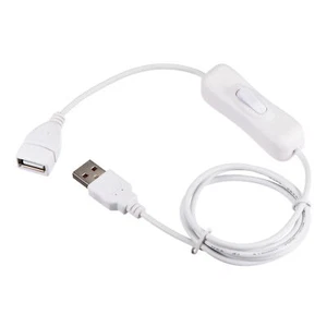 USB Kabel mit An/Aus Schalter, USB Verlängerungskabel Stecker auf Buchse 1m weiß - Bild 1 von 5