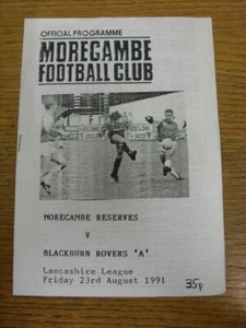 23/08/1991 Morecambe Reserves v Blackburn Rovers A  (team changes). Thanks for v - Picture 1 of 1