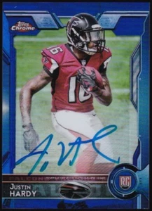 2015 Topps Chrome Auto Blue Refractor #149 - Justin Hardy [38/50] Rookie - Picture 1 of 4